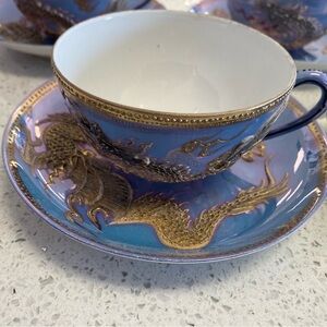Blue and Gold Dragonware Teacup Set